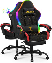 Gaming Chair Bluetooth Speakers LED Lights Footrest