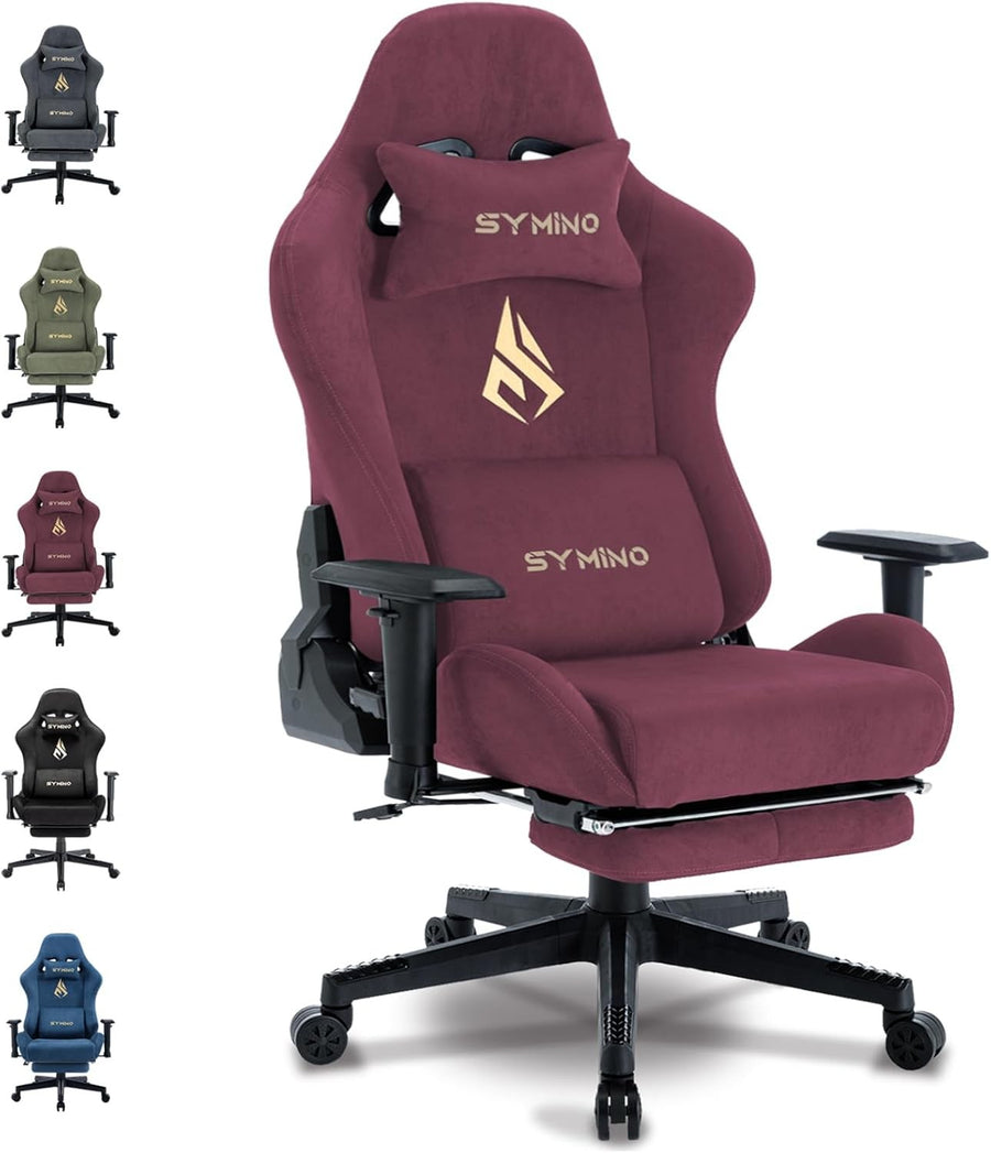Ergonomic Gaming Chair with Footrest Recliner Lumbar Support Wine Red