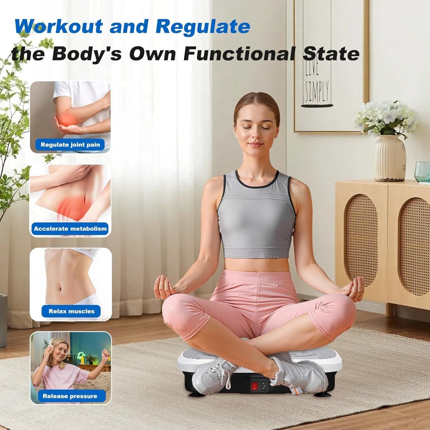 White Vibration Plate Exercise Machine Weight Loss Lymphatic Drainage 99 Levels