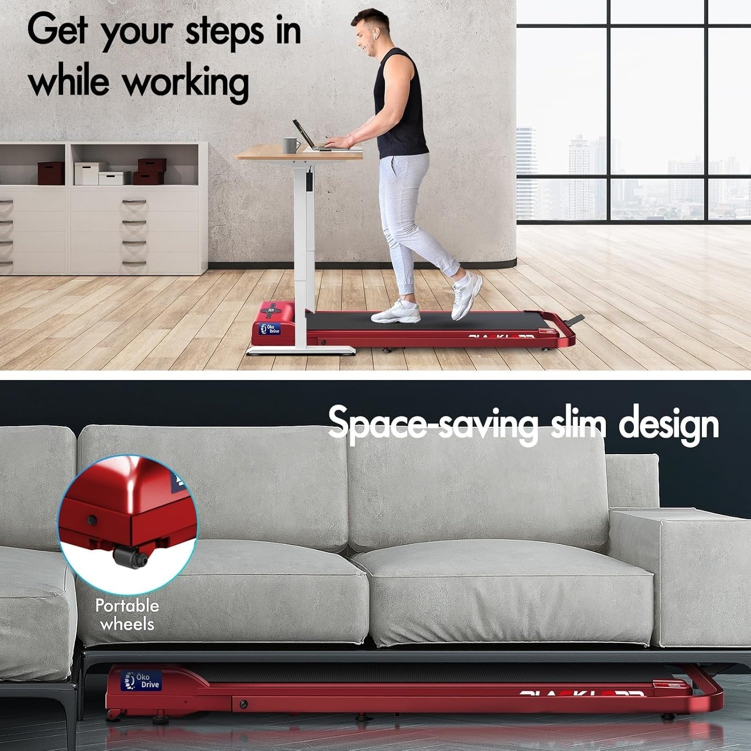 Compact Walking Pad Treadmill 9km/h Slim Under Desk Foldable Quiet Home Gym