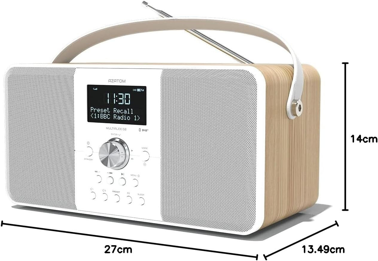 DAB DAB+ FM Digital Radio Bluetooth Portable Rechargeable Dual Alarm