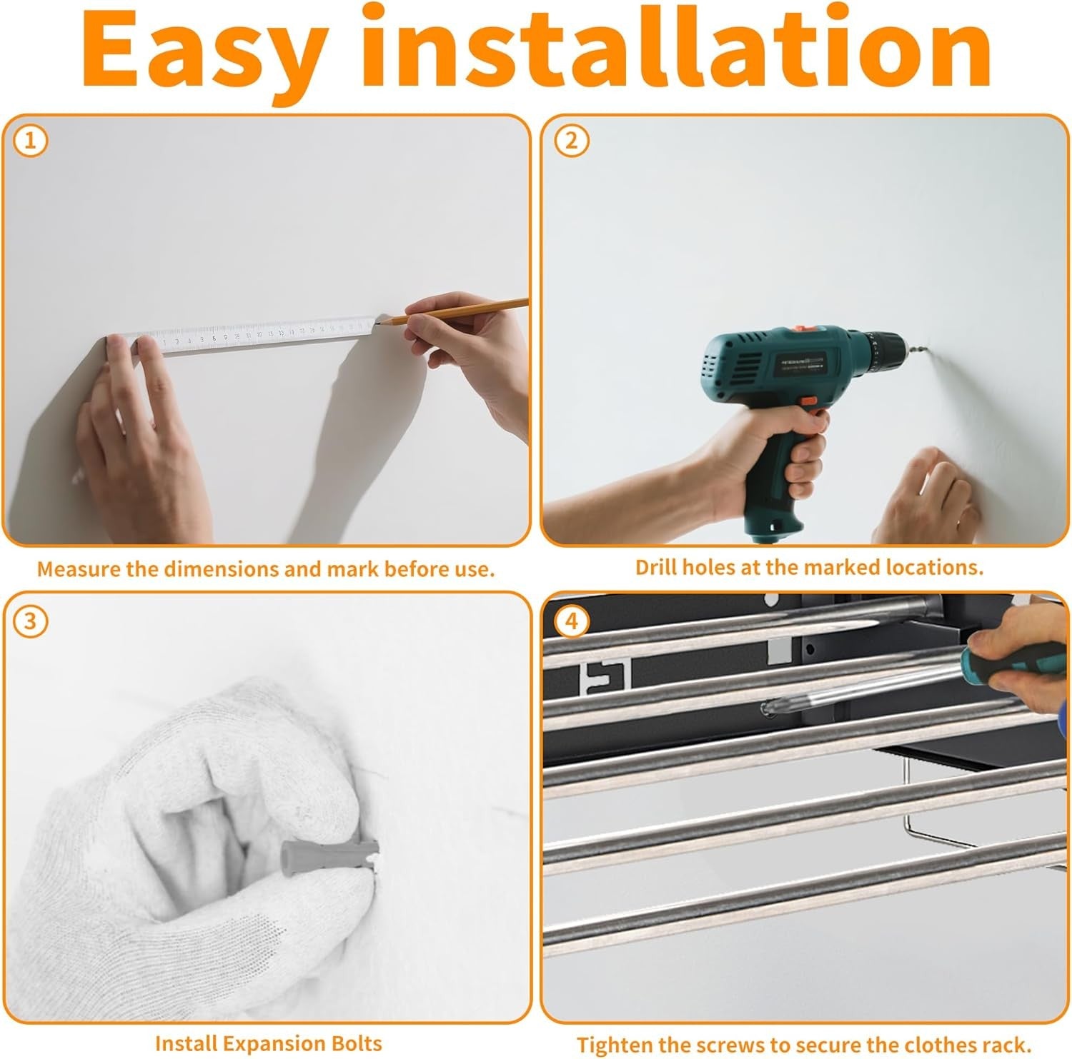 Wall Mounted Retractable Clothes Airer Folding Drying Space Saving