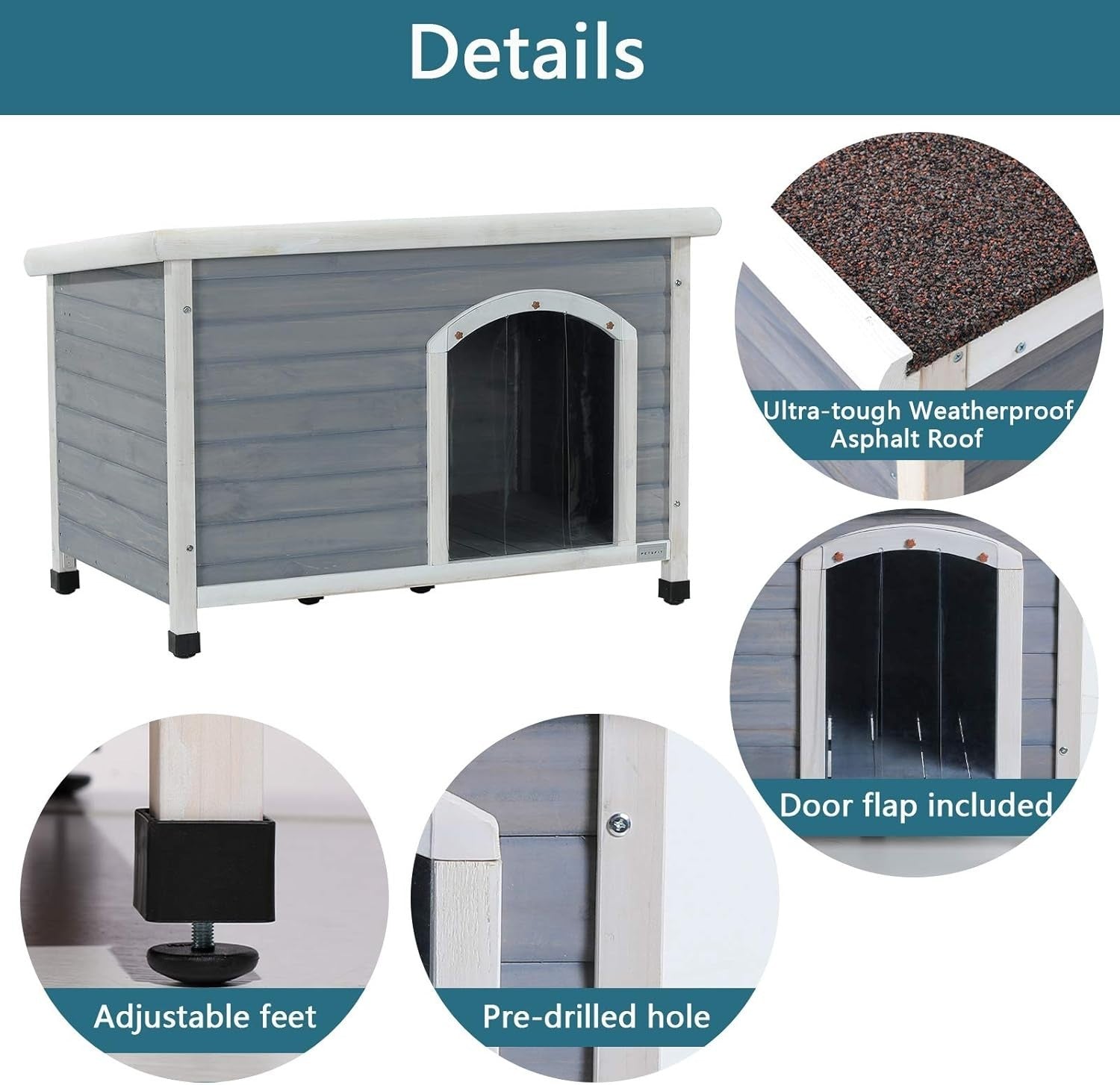 Outdoor Wooden Dog Kennel 103x66x70cm with Removable Floor & Insulated Roof