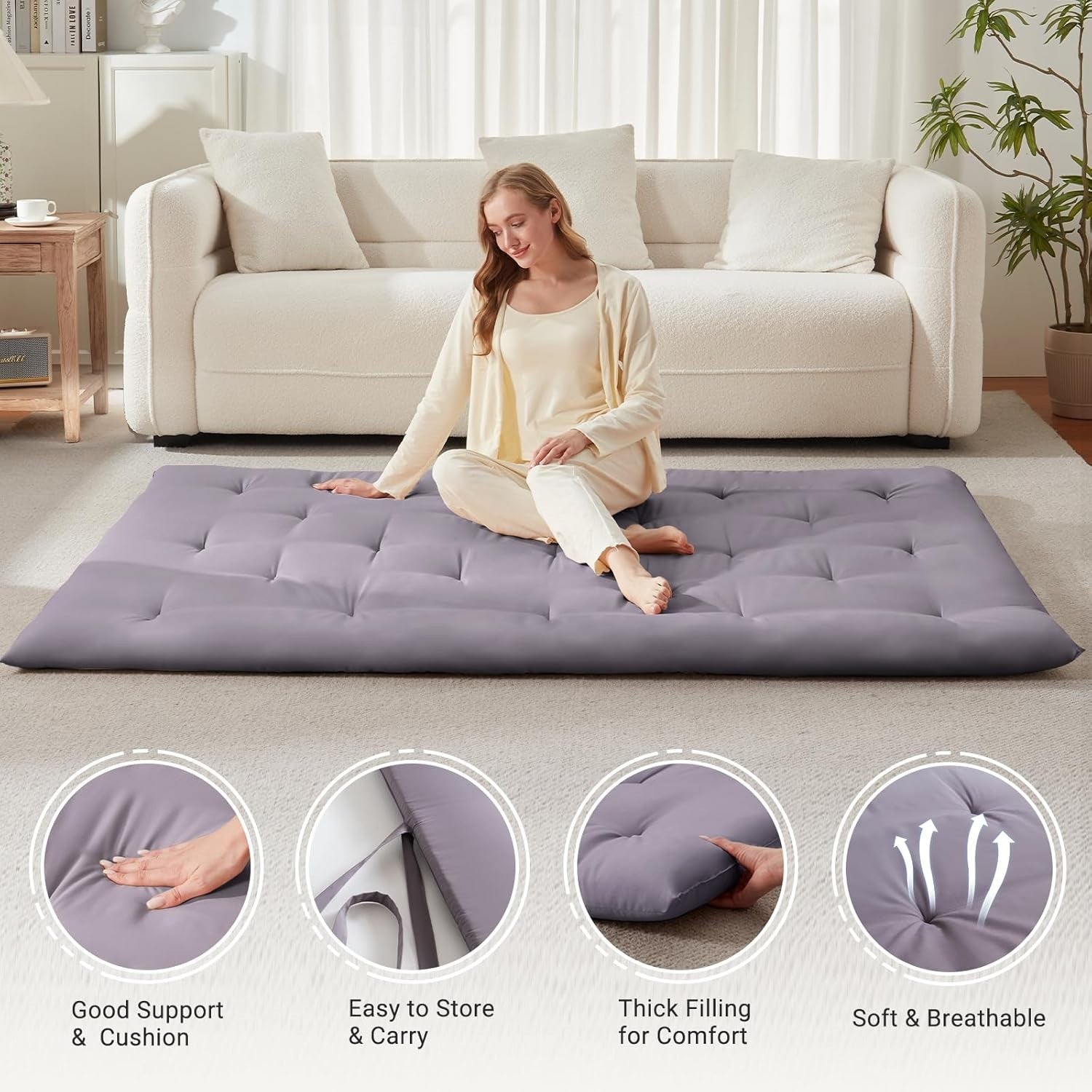 Twin Futon Floor Mattress 2.5" Foam Foldable Tatami Bed Camping Mat