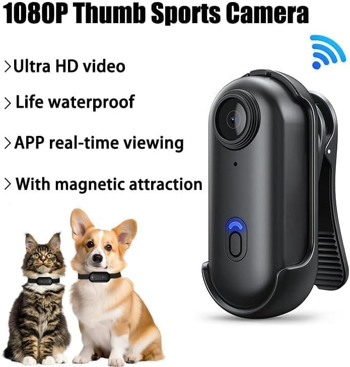 1080P Mini Action Camera WiFi Waterproof Helmet Body Cam Black