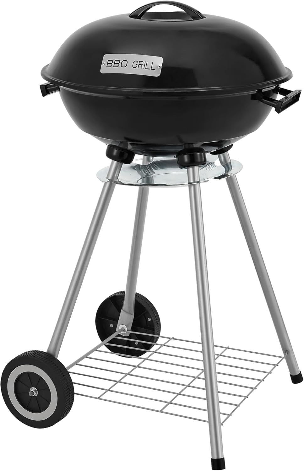 Outdoor Charcoal BBQ Kettle Grill 80x49x47cm with Lid Wheels Garden Patio