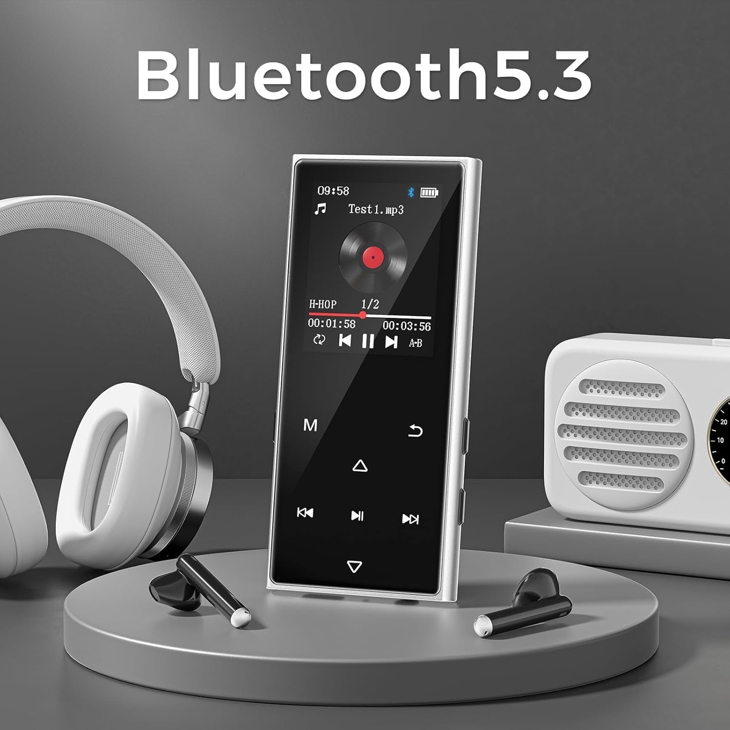 128GB MP3 Player Bluetooth 5.3 Touch Screen MP4 Spotify FM Black