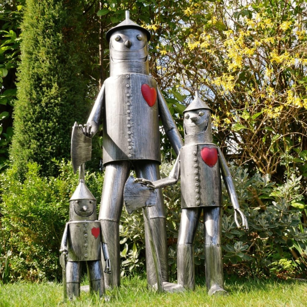 Large Tin Man Garden Ornament 135cm Outdoor Metal Statue Retro Lawn Sculpture