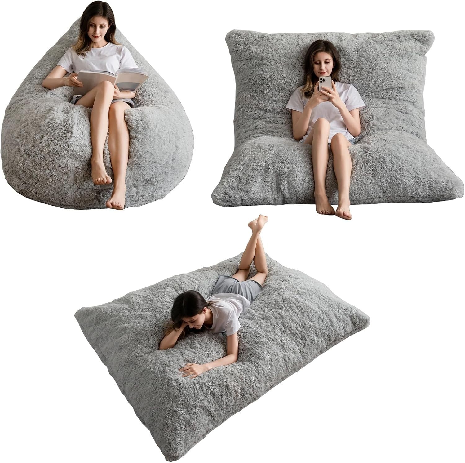 Giant Faux Fur Bean Bag Sofa Bed Chair Adult Recliner Floor Lounger