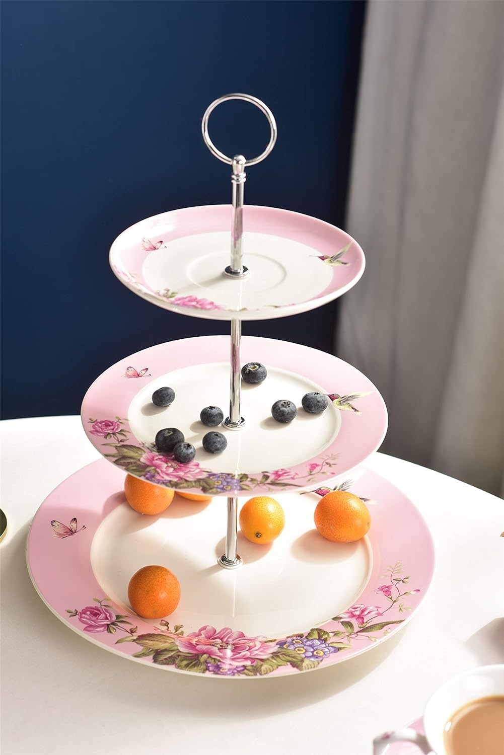 Tea For One Teapot Cup Saucer Set Pink Floral Rose Bird Gift Box