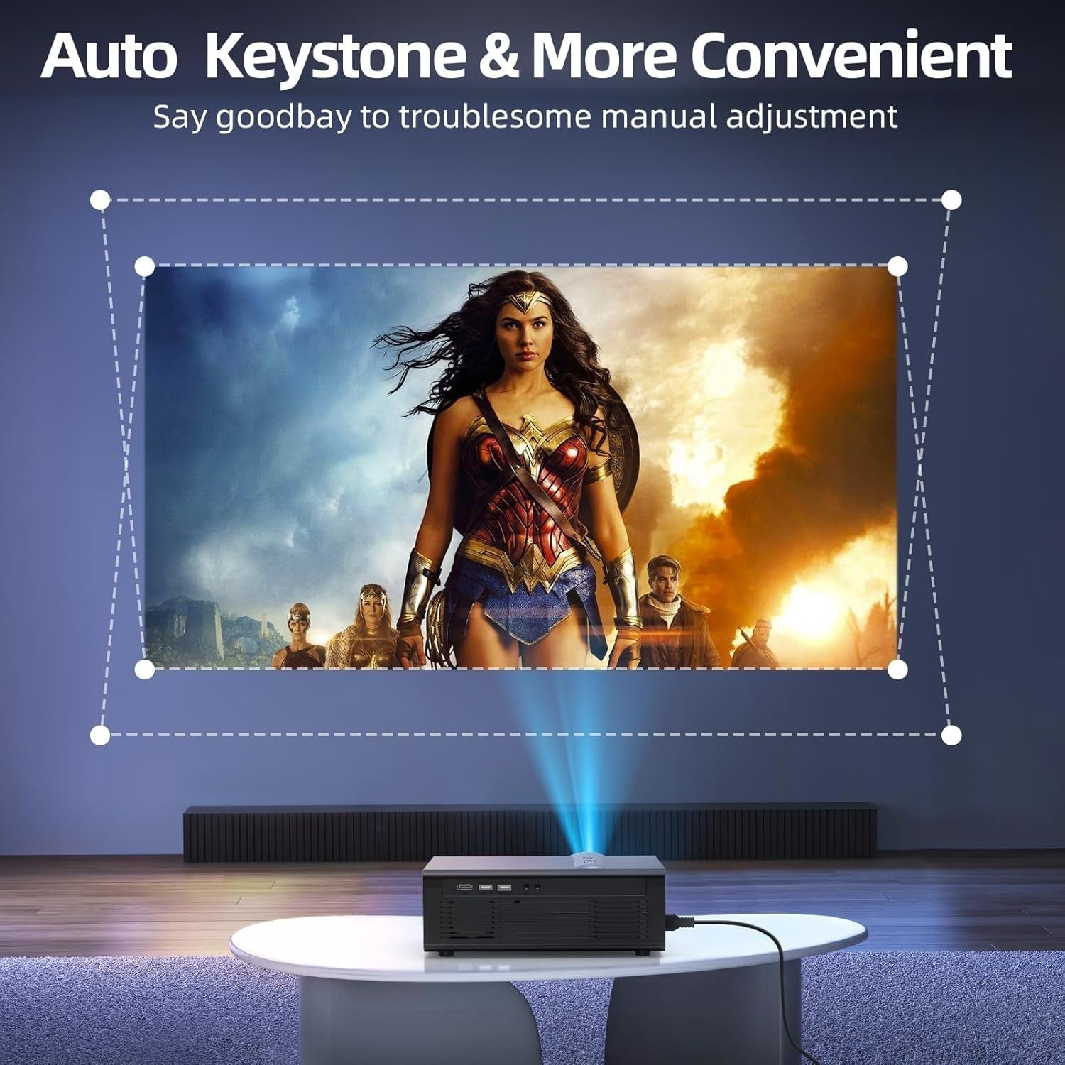 1080P WiFi Bluetooth Projector 4K Support Electric Focus 300"
