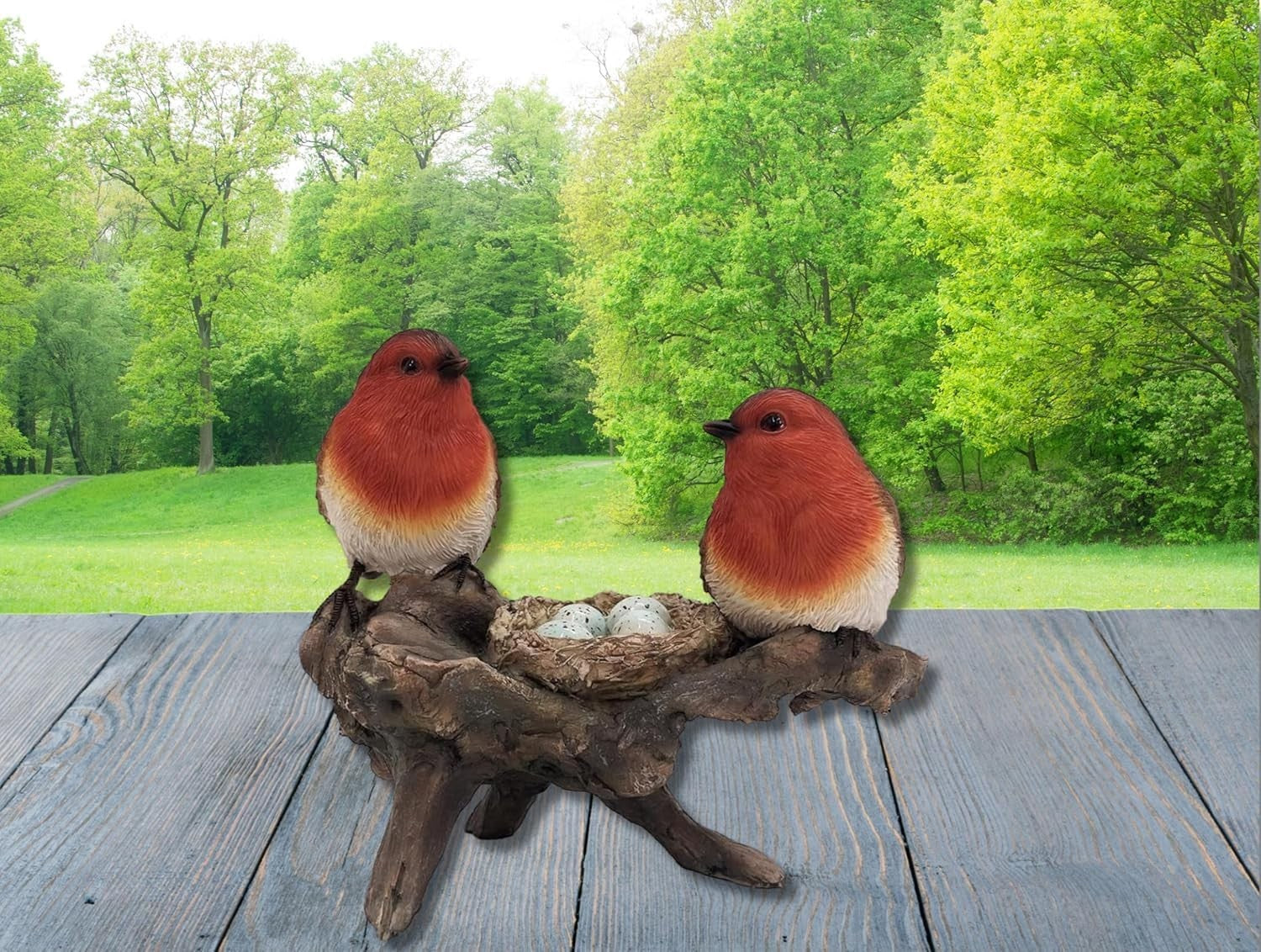 19cm Robin Bird Ornament – Hand-Painted Resin Garden Statue, Frost-Resistant