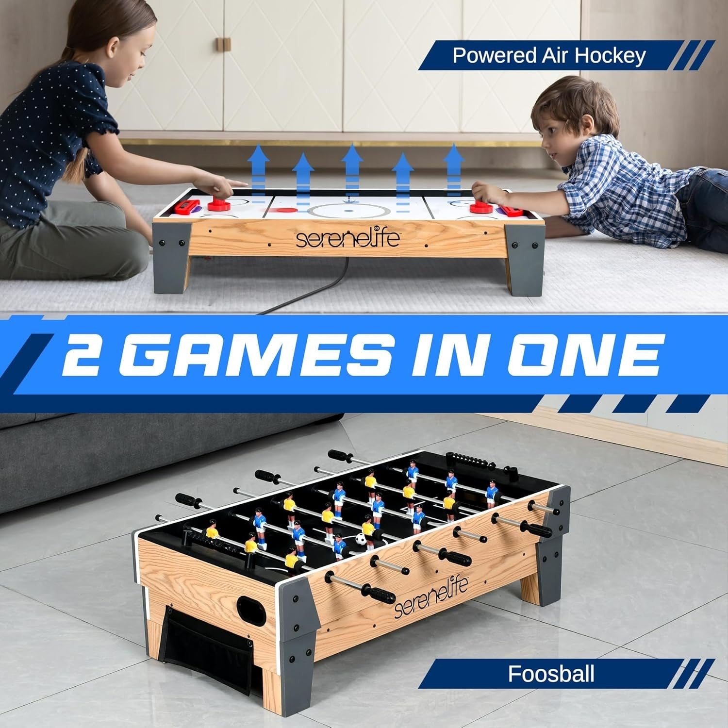 Multi Game Table Air Hockey Foosball Combo Swivel Arcade Table Kids Adults