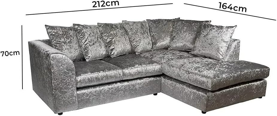 4-Seater L Shape Corner Sofa Set - Crush Velvet, Scatter Back, Modern Comfort