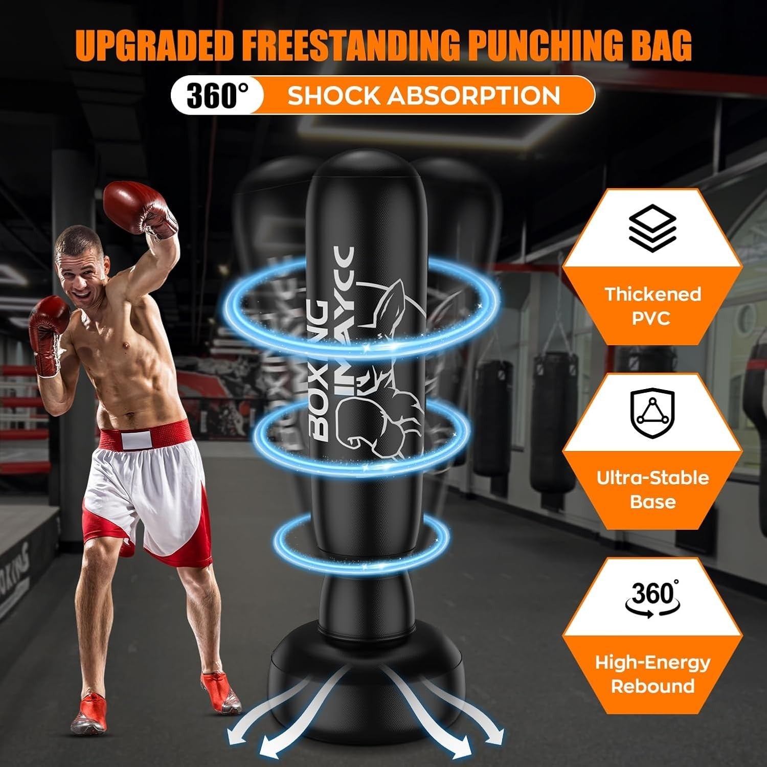 180cm Free Standing Inflatable Punching Bag MMA Kickboxing Training
