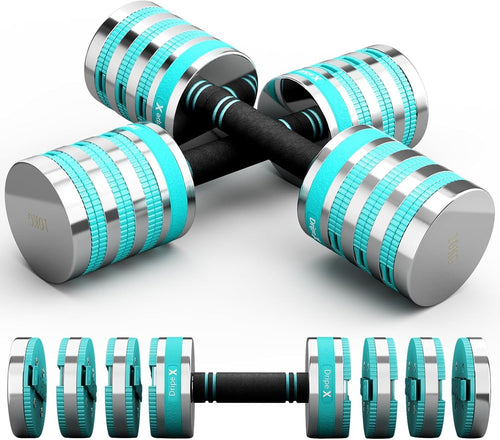 Adjustable Dumbbells Pair 10KG 4-in-1 Non-Slip Space-Saving Home Gym