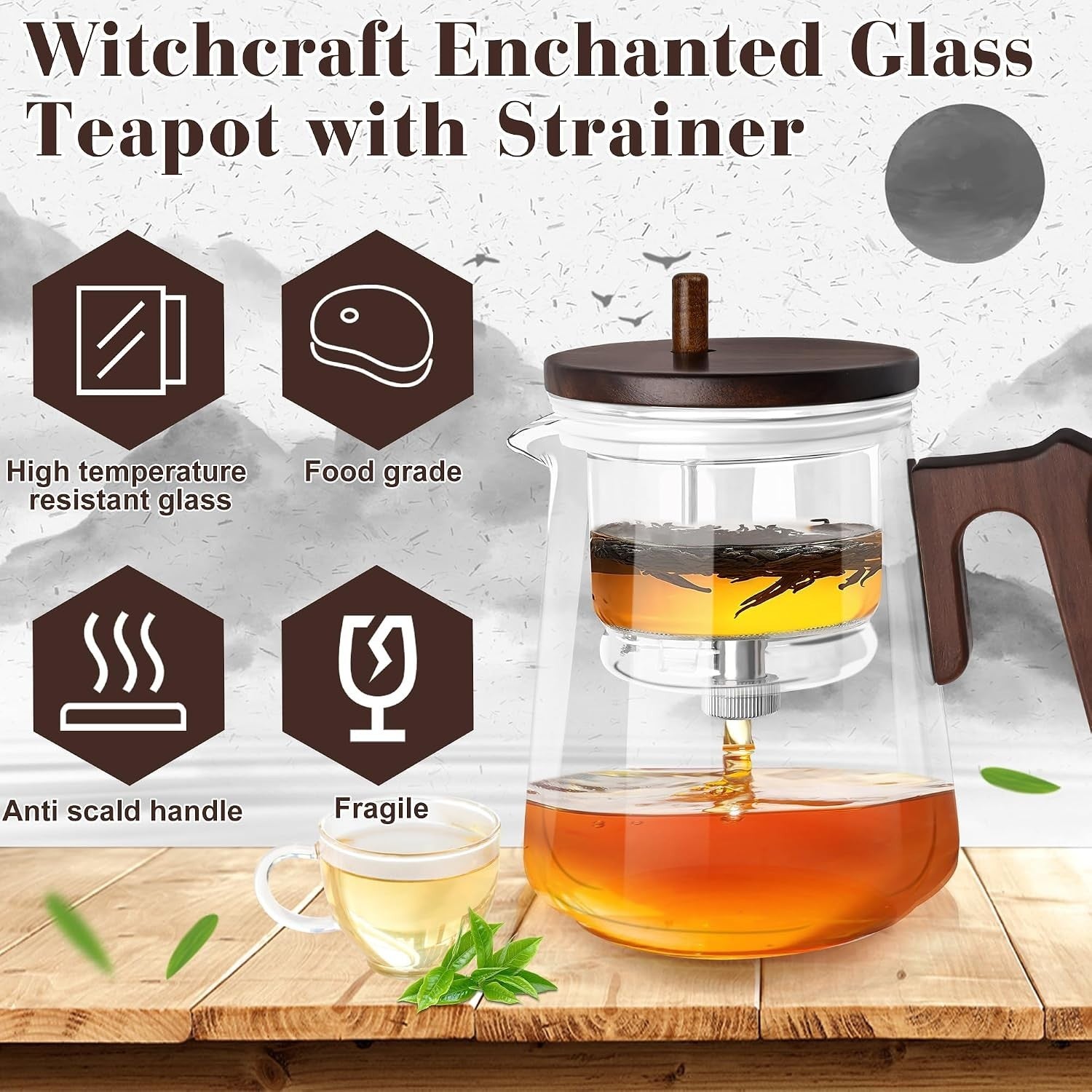 800ml Glass Teapot Water Separation Infuser Tea Pot Borosilicate