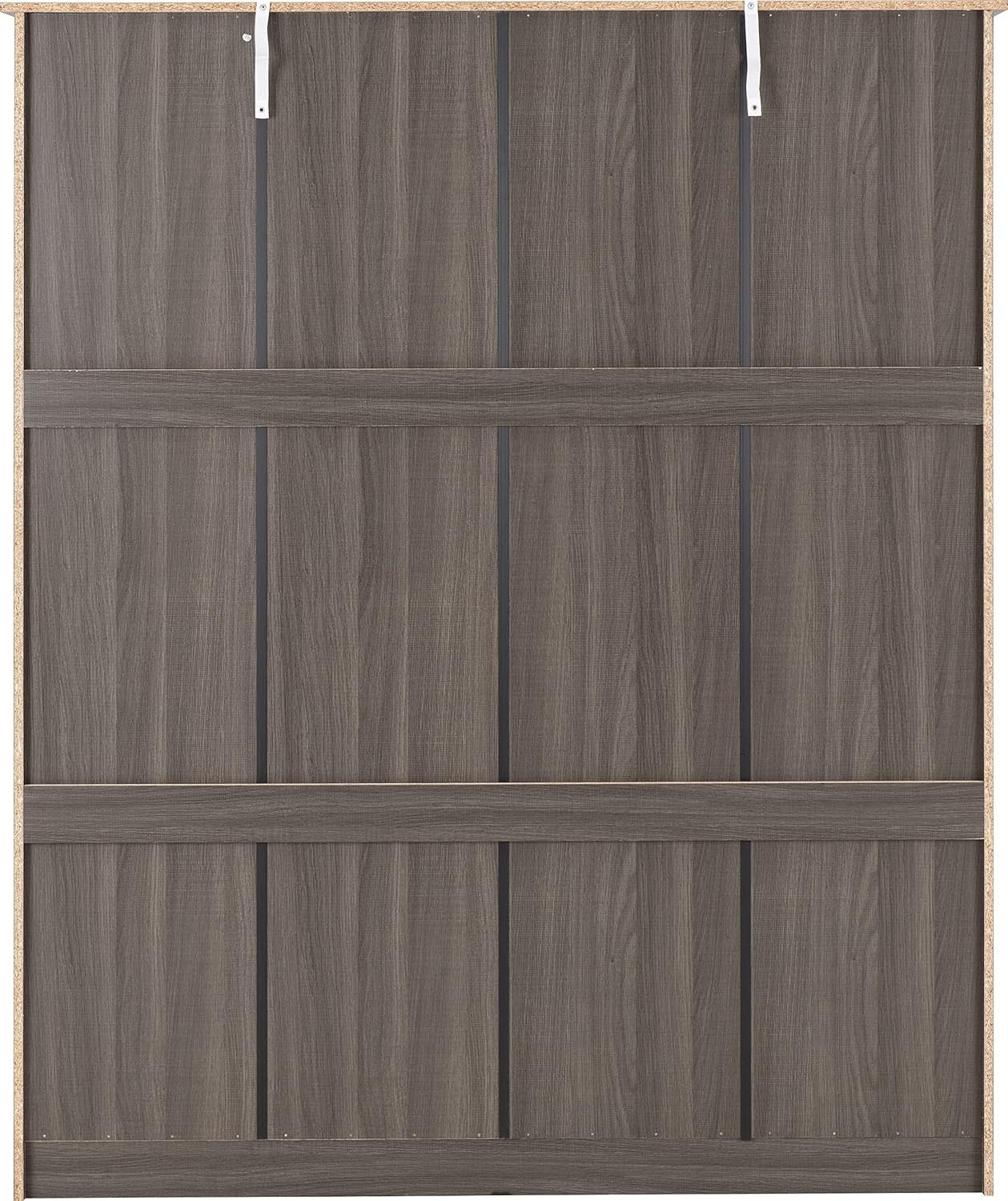 Black Wood 4 Door Wardrobe with Mirror & Drawers Modern Storage Unit