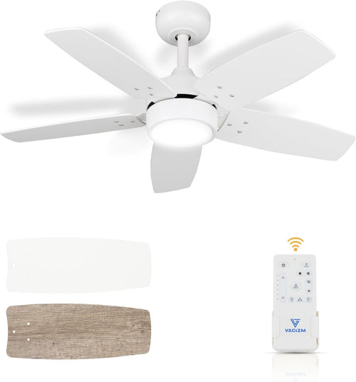 Vagizm 36" Ceiling Fan with Light, 6-Speed Quiet DC Motor, Matte White