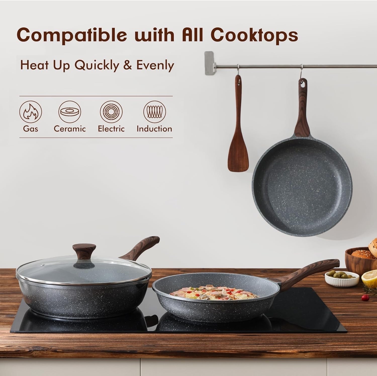 2pcs Non Stick Granite Frying Pan 20cm Frying Pan Omelette Pan PFOA Free
