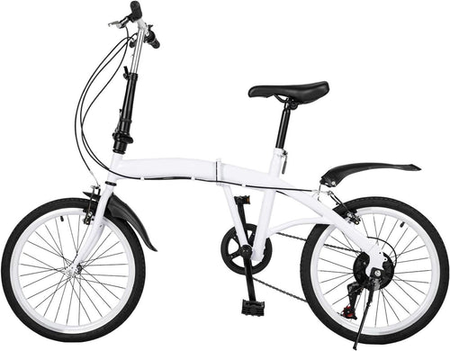 20" Folding City Bike 6-Speed Lightweight Adjustable Commuter Bicycle V-Brake