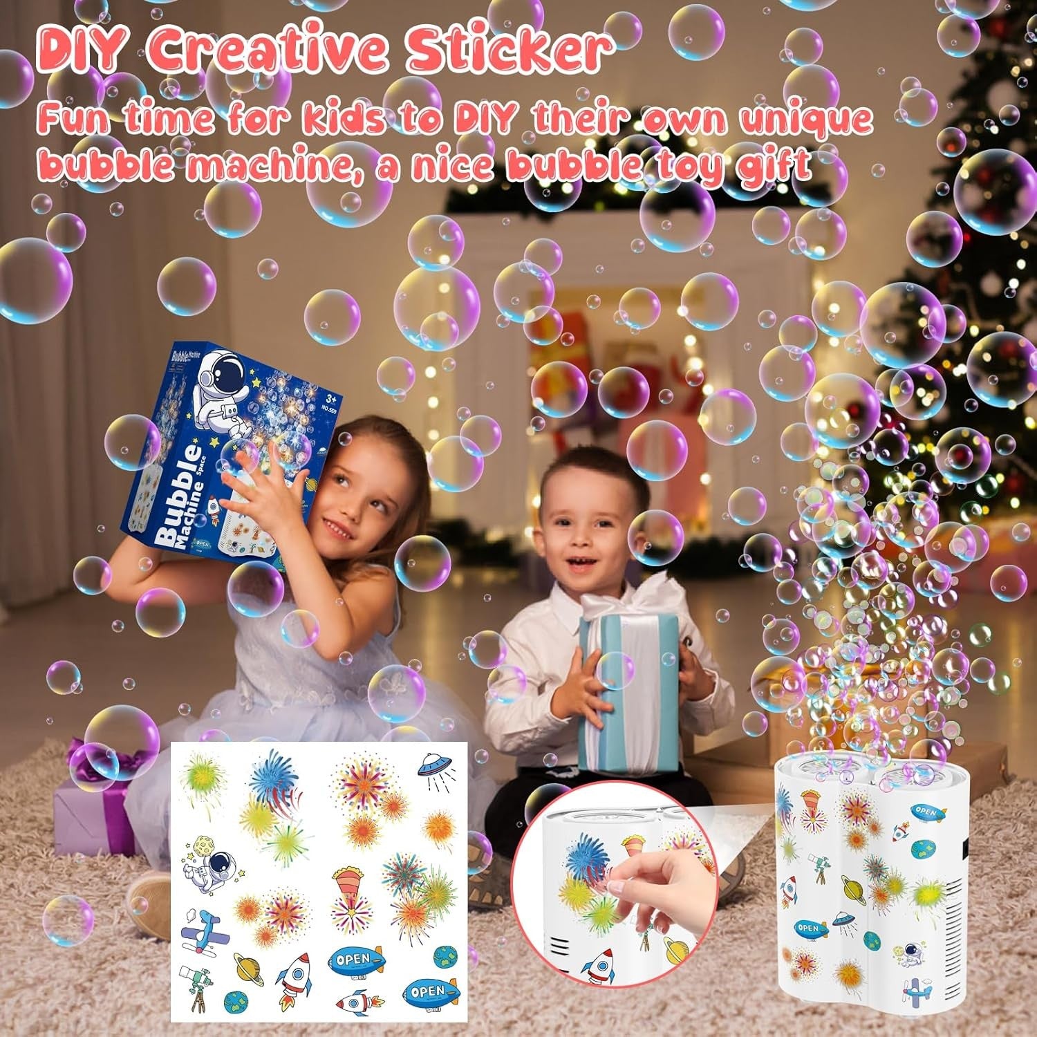 Bubble Machine Kids 20000 Bubbles 26 Hole LED Fireworks Toy