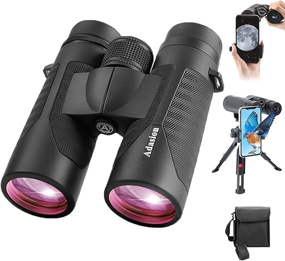 12x42 HD Waterproof Binoculars with Phone Adapter for Bird Watching & Travel