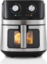 6.5L Air Fryer 1700W Rapid Air Dual Knob Window Non Stick Basket