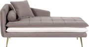 Brown Velvet Chaise Lounge Tufted Left Hand Sofa with Cushions Living Room