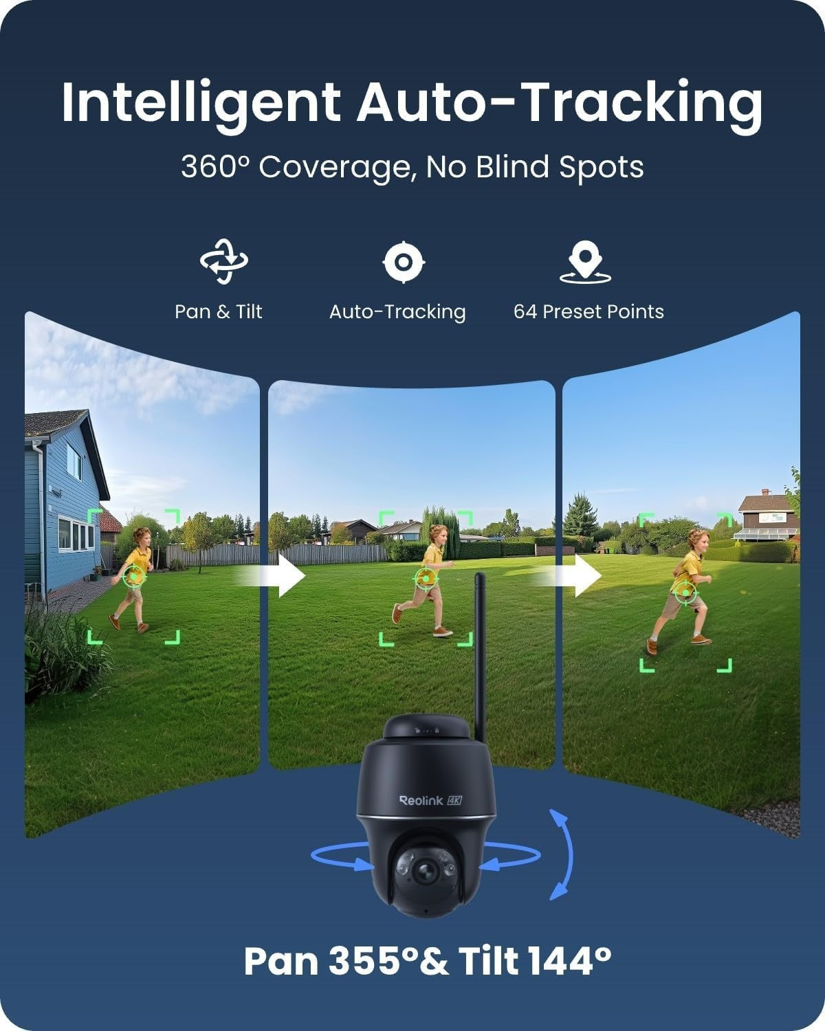 4K Solar Security Camera Wireless PTZ Color Night Vision WiFi
