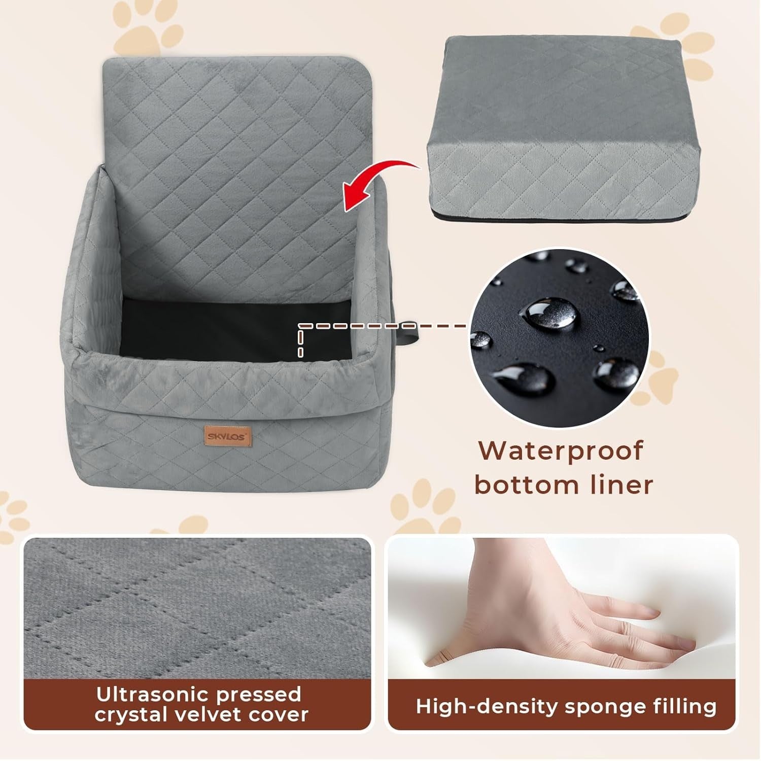 Elevated Dog Booster Seat Travel Bed Washable Carrier for Pets 16KG