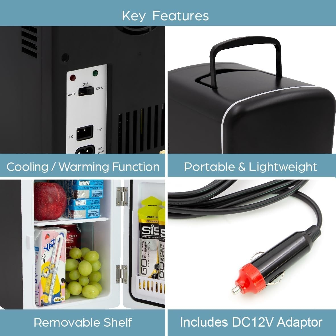 4L Mini Fridge Portable Countertop Cooler & Warmer Black Compact