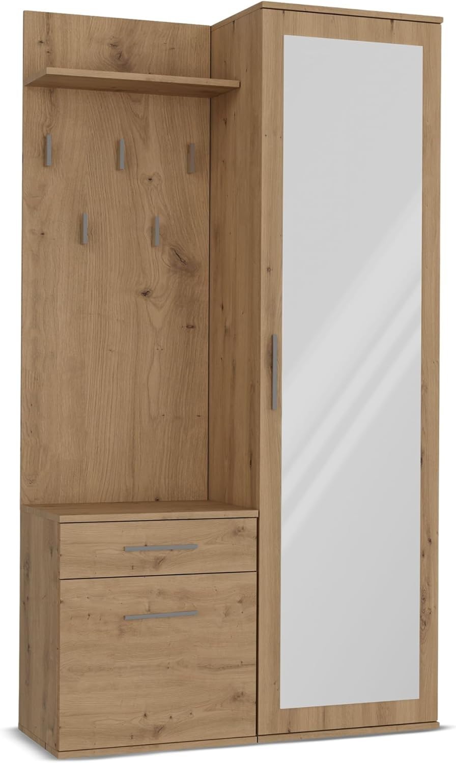 Modern Hallway Wardrobe with Drawers, Hooks & Shoe Storage, 180cm Tall