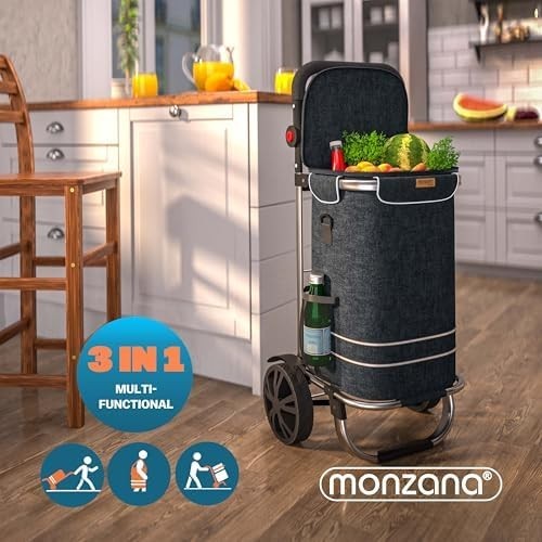 Foldable 3-in-1 Shopping Cart with Cooler Bag – 56L Lightweight Trolley