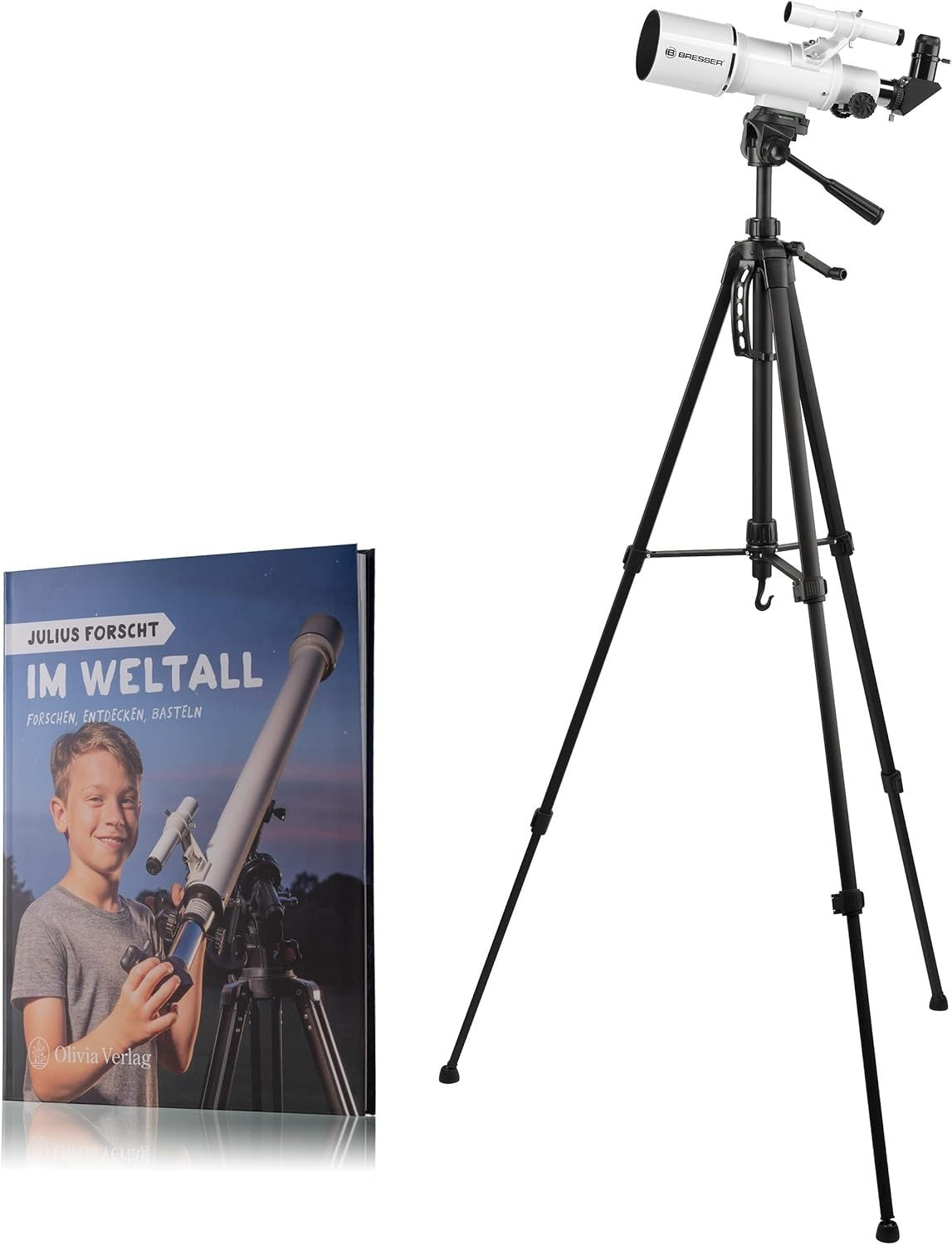 70/350 Lens Telescope Set w/ Tripod Book Smartphone Holder White