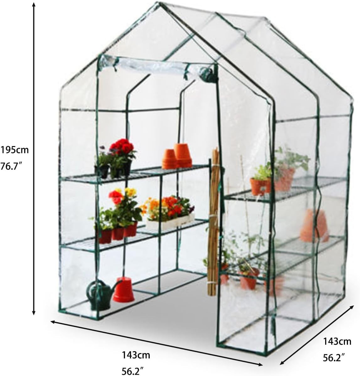 Walk-In 3 Tier 6 Shelf Greenhouse | Heavy-Duty PVC Cover Metal Frame Garden