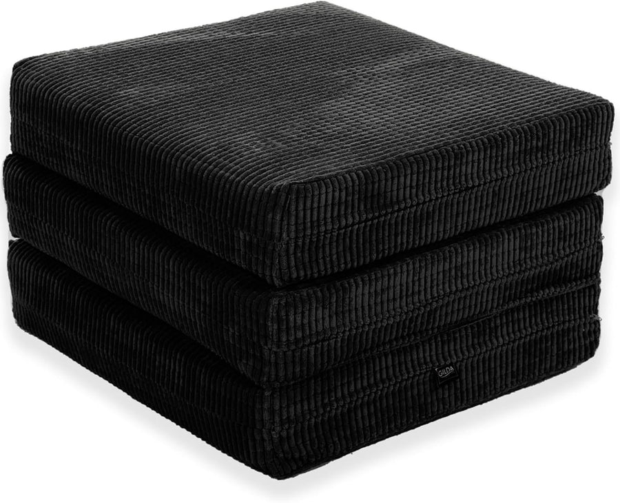 Z Bed Chair Futon Mattress Black Fold Out Single Sofa Bed Footstool Seat