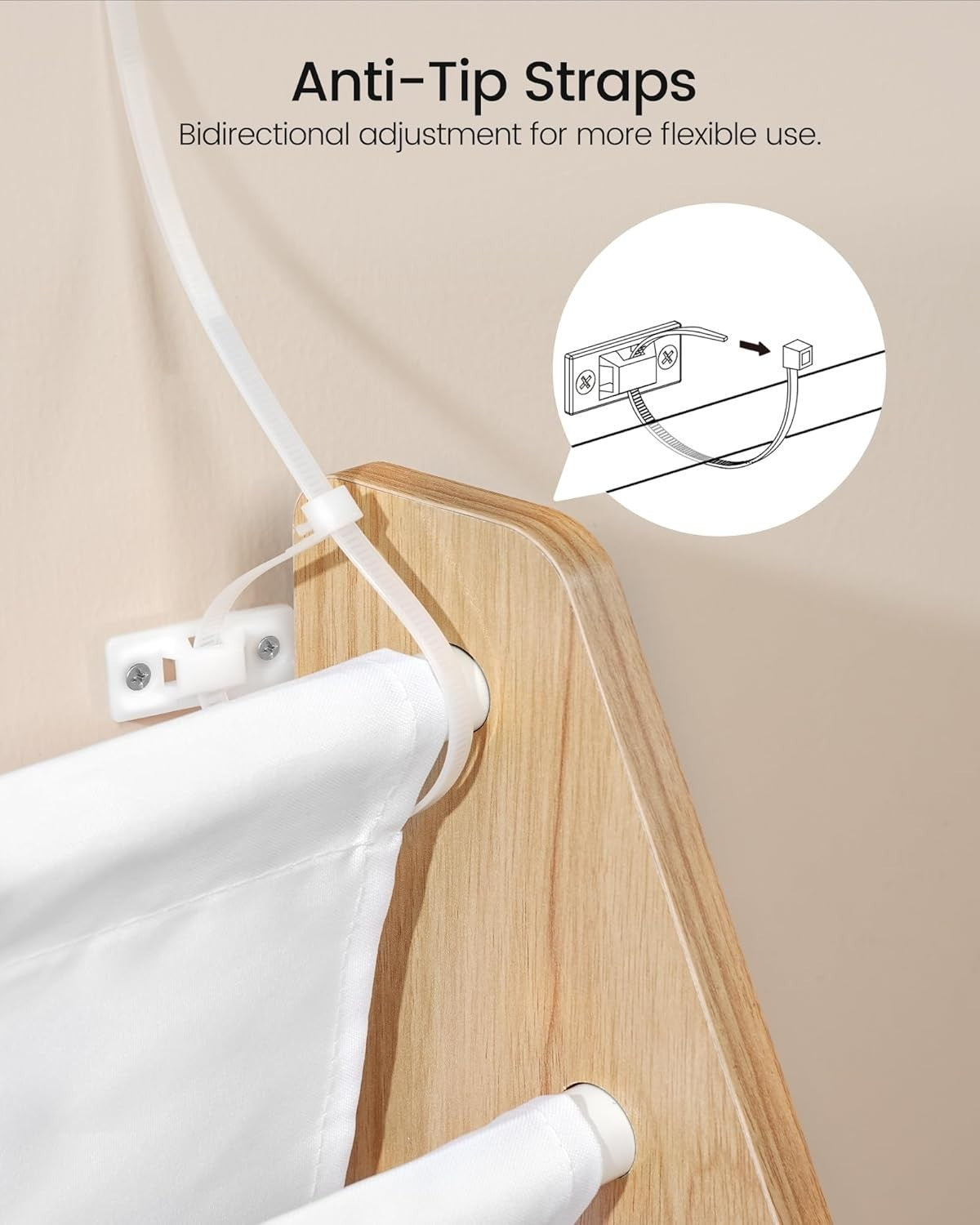 6 Tier Kids Bookshelf White Natural Sling Book Organizer Large Capacity