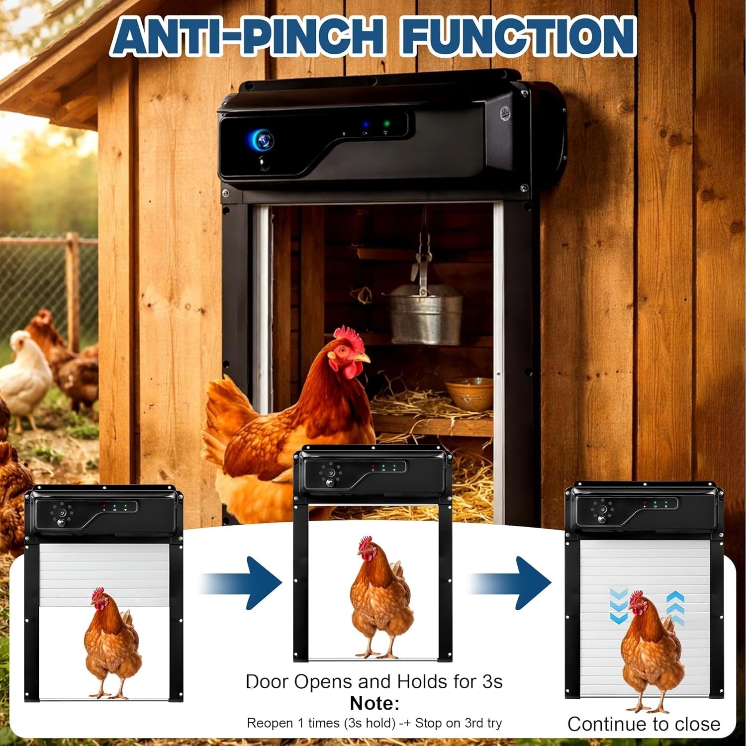 Solar Automatic Chicken Coop Door with Camera App Remote Night Vision