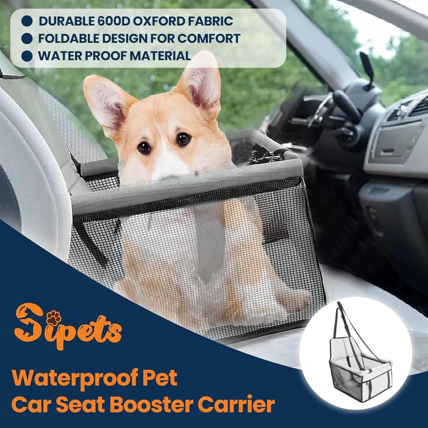 Dog Car Booster Seat Waterproof Travel Carrier for Small Dogs Cats