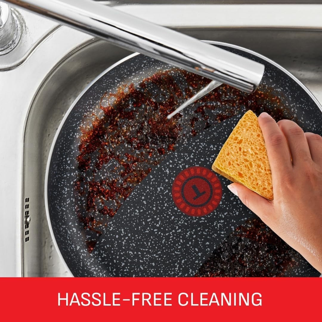 5pcs Stone Non Stick Cookware Set – Glass Lid Pots & Frying Pans, PFOA Free