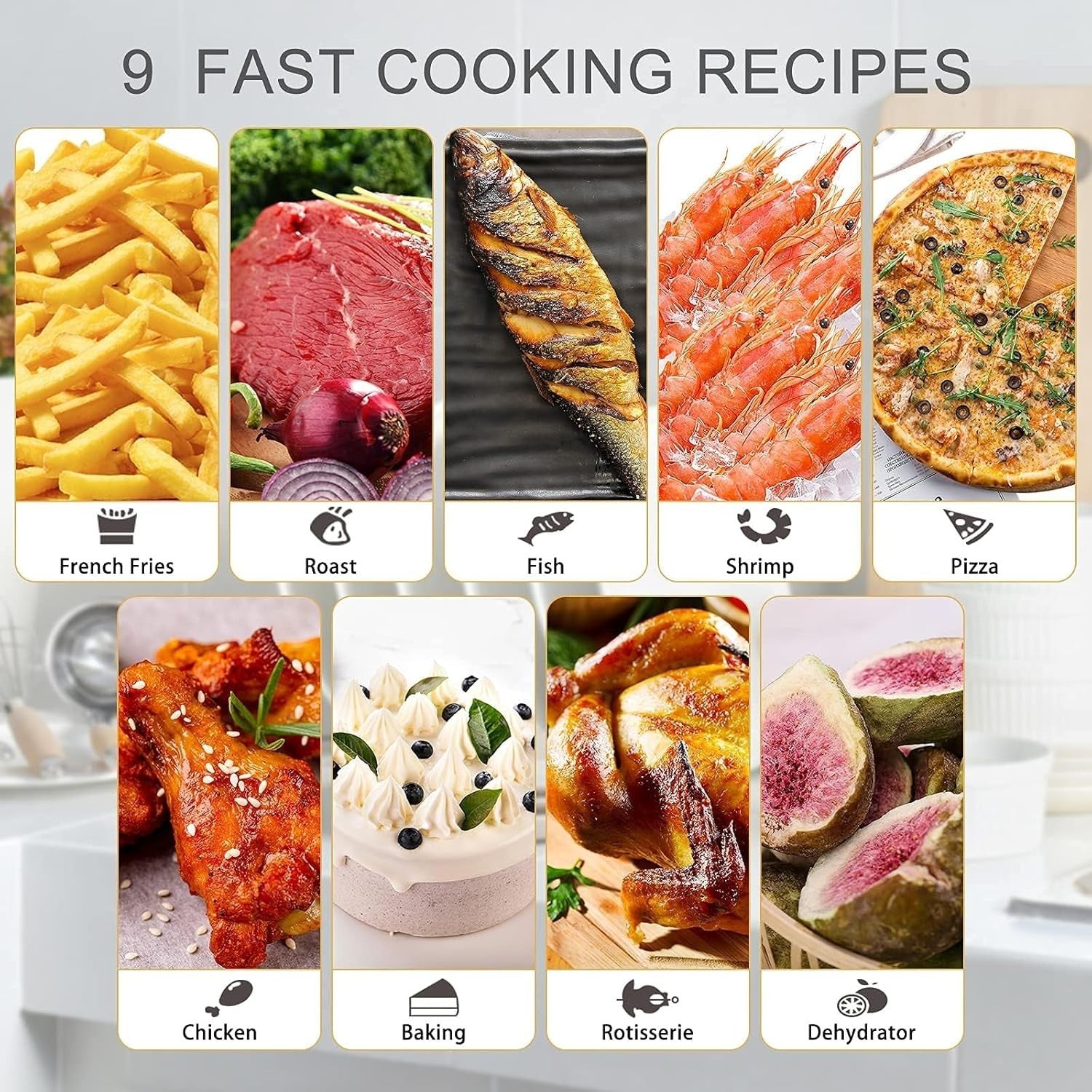 12L Digital Air Fryer Oven with Rotisserie, Dehydrator, 90-min Timer