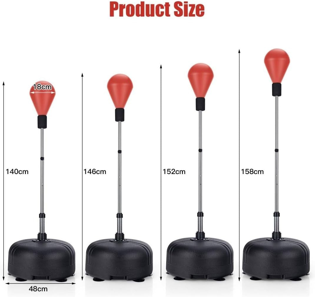 Freestanding Reflex Boxing Bag Adjustable Height Suction Base Gloves