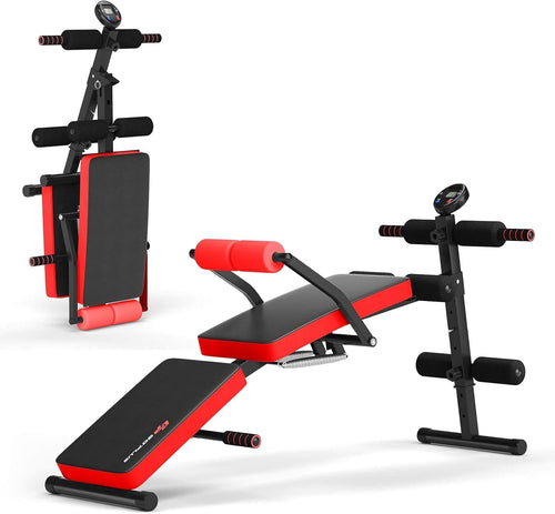 Foldable Ab Crunch Bench With LCD Tracker 5-Level Home Fitness Board