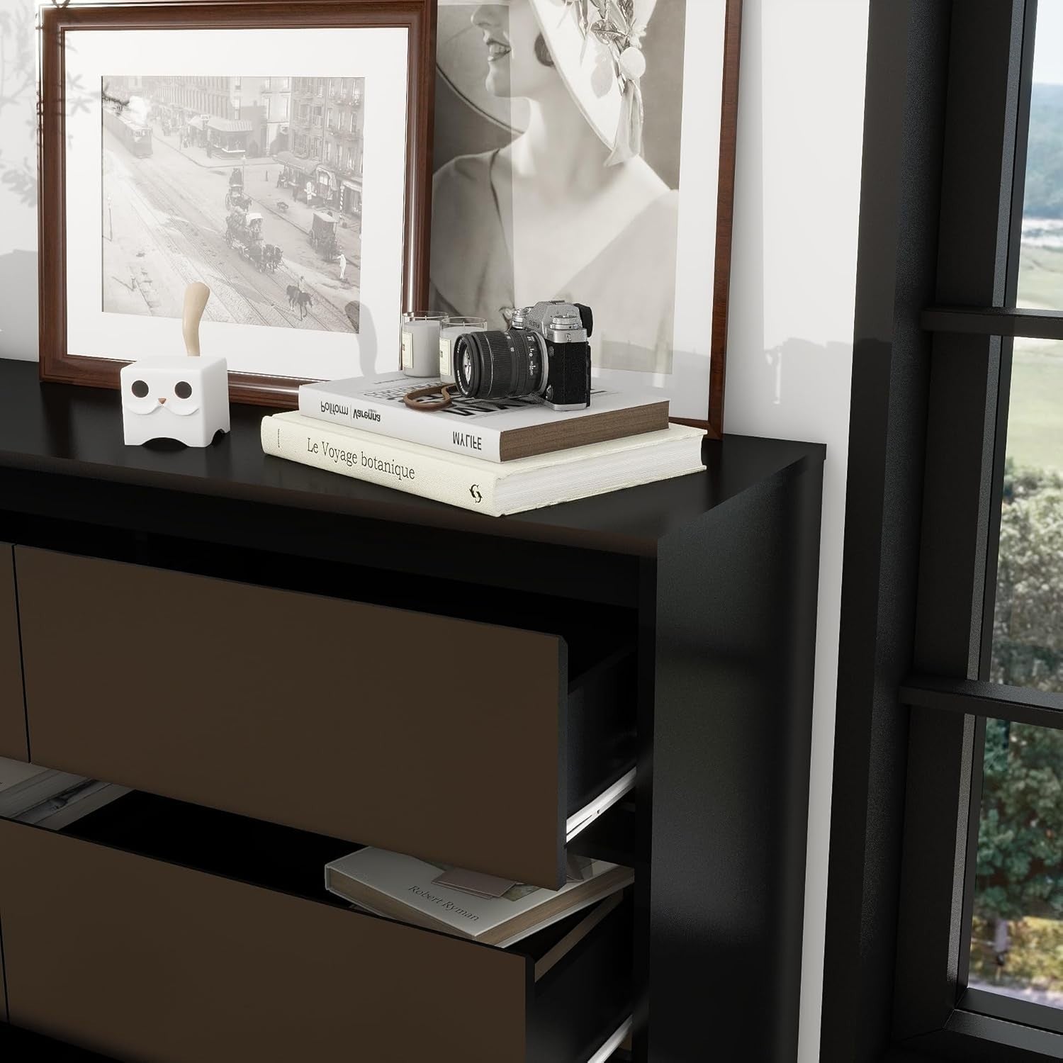 Black 9 Drawer Dresser Chest Storage Unit Wide Modern Bedroom Cabinet