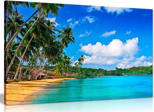 Paradise Beach Canvas Wall Art Tropical Sea Palm Trees Living Room Decor 12x8