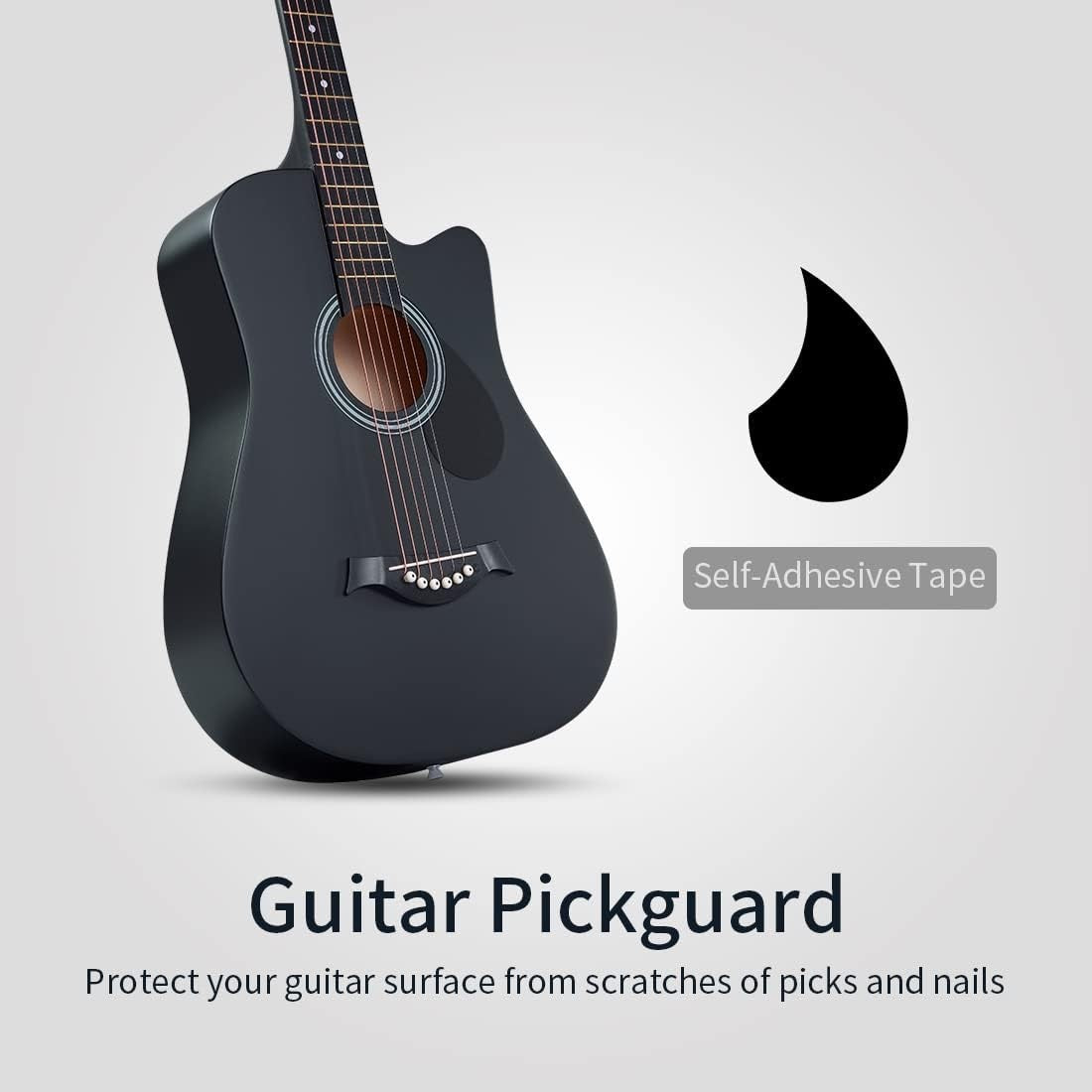 3/4 Acoustic Guitar 38in Cutaway Starter Kit Black