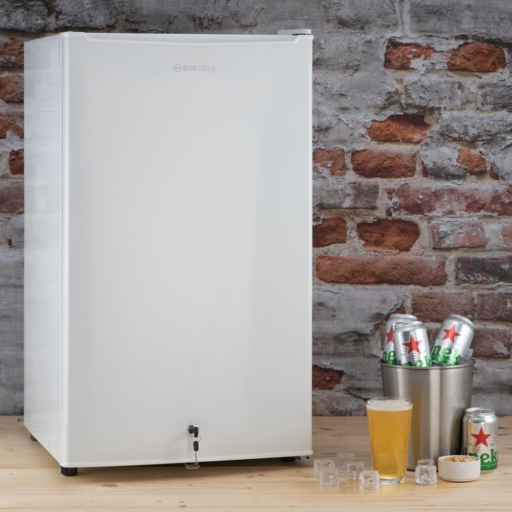 95L Under-Counter Fridge LED Lock & Key Low Noise White