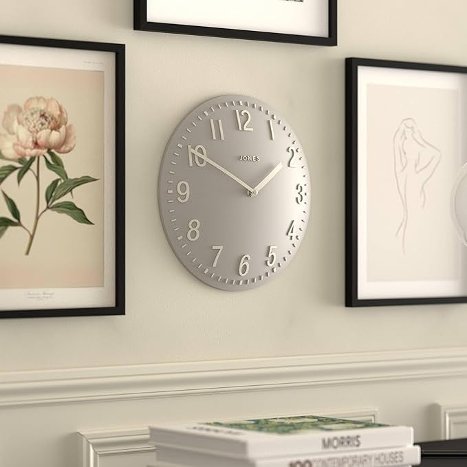 30cm Pale Grey Wall Clock Modern Convex Silent Design Easy-Read Home Decor