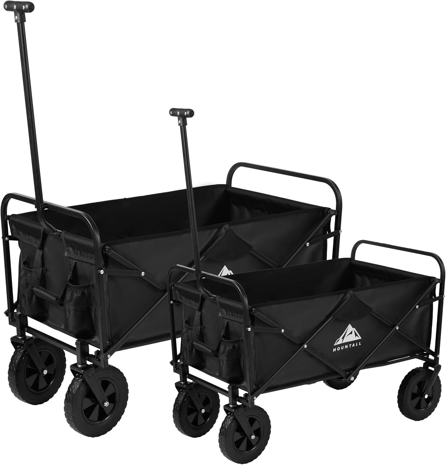 Black Large Heavy Duty Folding Garden Wagon 120L Festival Camping Trolley 80kg